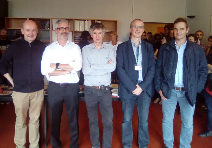L'ancienne et la nouvelle équipe de direction de l'UMET: Frédéric Affouard, Alexandre Legris, Hugues Leroux, Patrice Woisel, Guillaume Delaplace