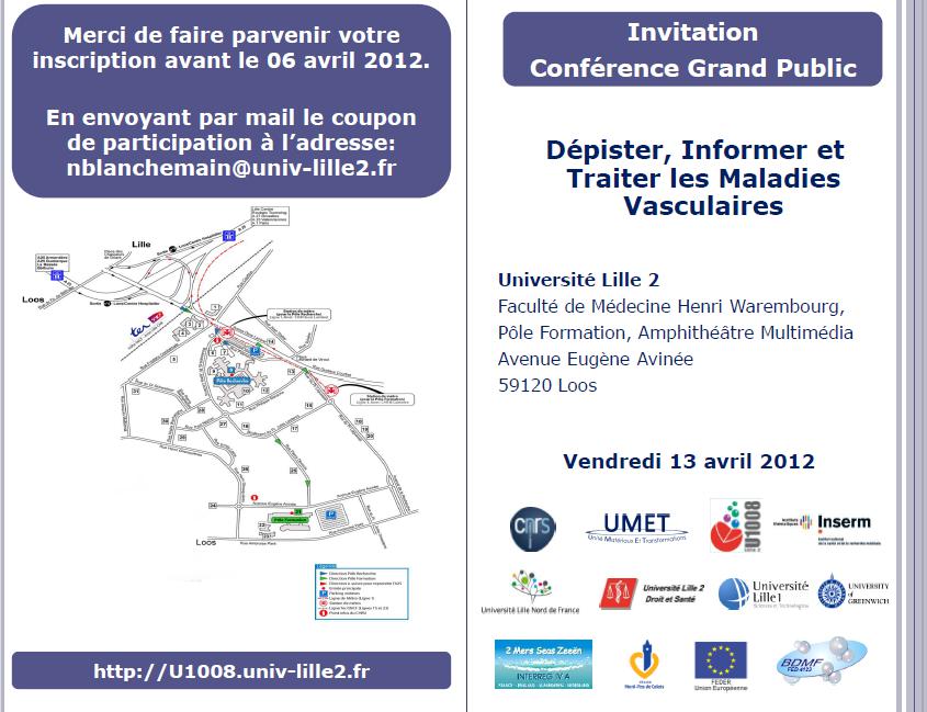 L'affiche de la journée de conférences, dépister, informer et traiter les maladies vasculaires, du 13 avril 2012