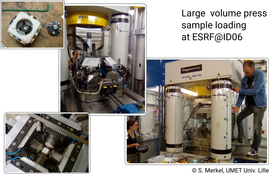 Multi-anvil press experiment on the ID06 beamline at ESRF.