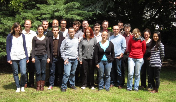 The mineral physics group in 2012. From left to right: Amélie Malpot, Sébastien Merkel, Ainhoa Lincot, Paul Raterron, Bastien Casier, Nils Garvik, Antoine Kraych, Alexandre Mussi, Boris Laurent, Eric Vigouroux, Caroline Bollinger, Jannick Ingrin, Karine Gouriet, Patrick Cordier, Philippe Carrez, Mathieu Roskosz, Hugues Leroux, Priscille Cuvillier, Nadège Hilairet, Kin I (Corliss) Sio.Not here: Damien Jacob, Denise Ferré, Christophe Depecker, Peipei Zhang. Click on the image for high resolution version.