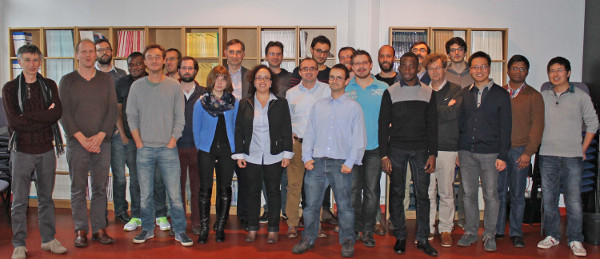 The mineral physics group in 2015. From left to right: Hugues Leroux, Sébastien Merkel, Mathieu Roskosz, Billy Clitton Nzogang, Damien Jacob, Corentin Le Guillou, Sebastian Ritterbex, Alexandra Goryaeva, Patrick Cordier, Karine Gouriet, Pierre Hirel, Philippe Carrez, Antoine Kraych, Alexandre Mussi, Boris Laurent, Christopher Langrand, Nils Garvik, Yvan Tankeu, Jannick Ingrin, Christophe Depecker, Riccardo Reali, Huan Chen, Srinivasan Mahendran, Xiaoyu Sun. Not here: Nadège Hilairet, Paul Raterron, Guillaume Bellino, Baptiste Stephan. Click on the image for high resolution version.